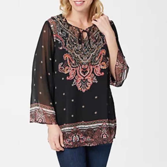 Susan Graver Tops - Susan Graver Sheer Chiffon Tunic & Knit Tank Set